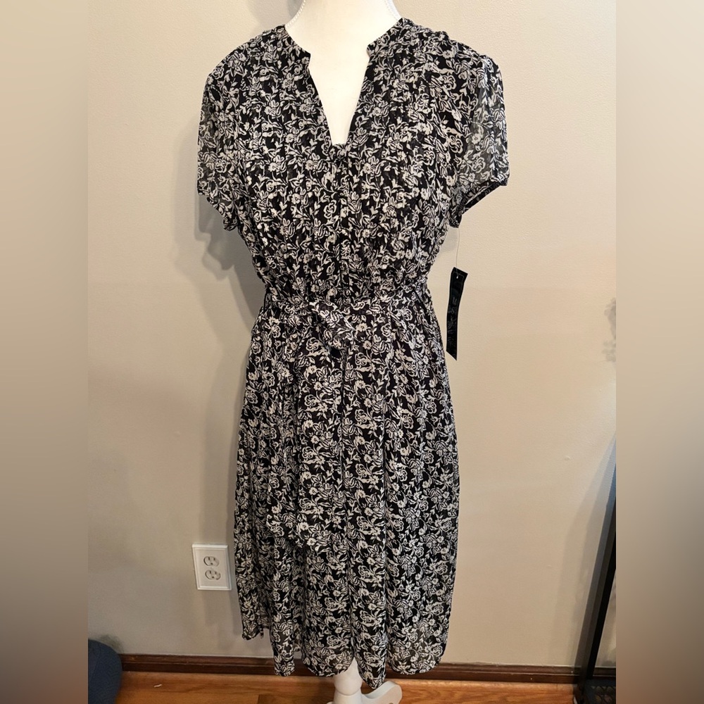 Floral Black and White Dress